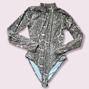 PrettyLittleThing Snake Print Bodysuit with Open Back